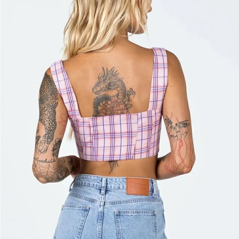 Princess Polly DAY DREAMING TOP PINK CHECK US 2 - Picture 4 of 9